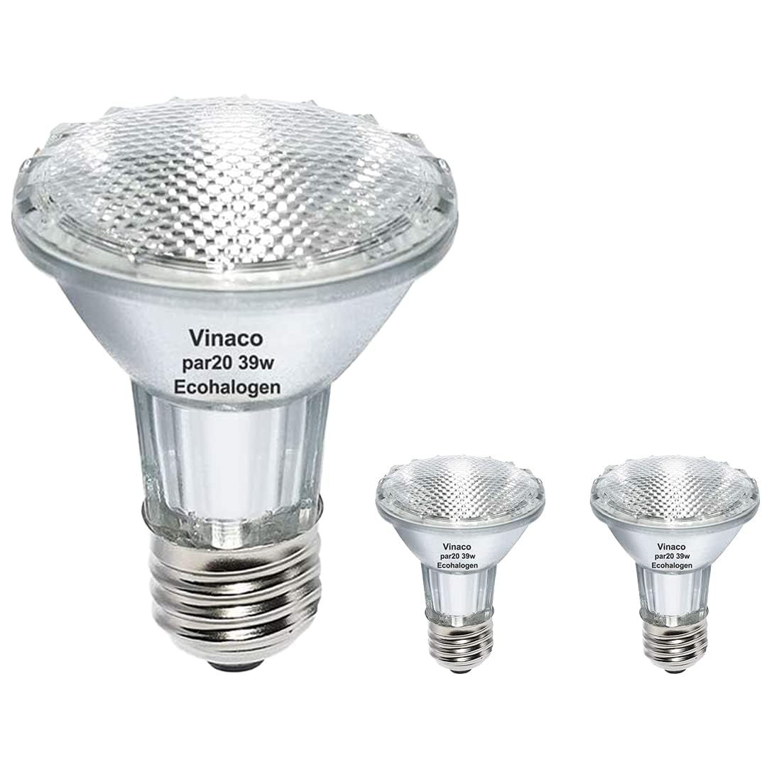 Vinaco PAR20 Halogen Light Bulbs 39W Dimmable 3000K Warm White 9 Count E26 Medium Base