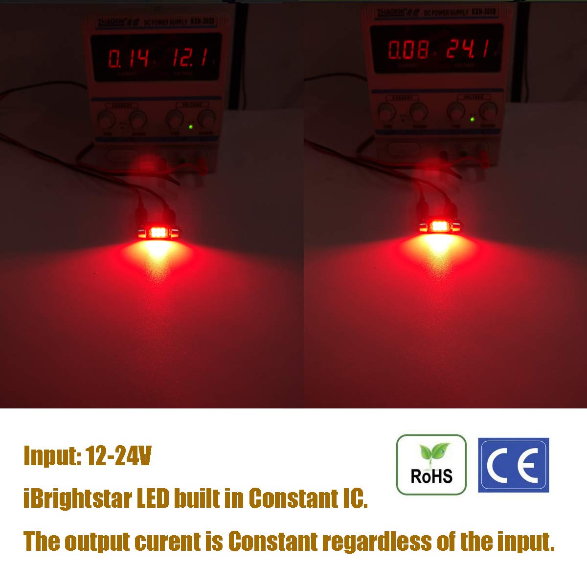 Ibrightstar Newest 9-30V Extremely Bright 211-2 212-2 578 Festoon Led Bulbs Error Free 1.61'' 41Mm For Interior Map Dome Lights