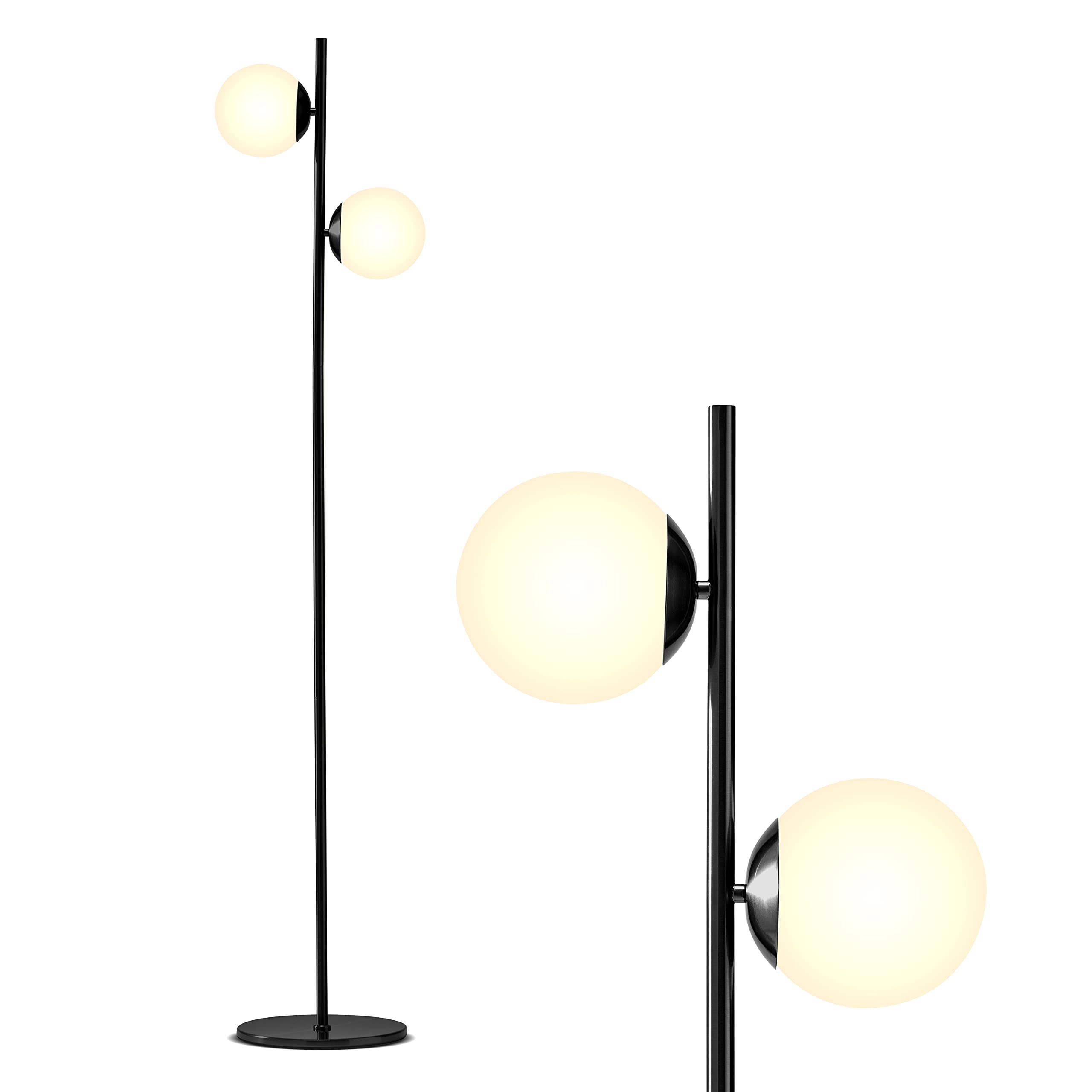 Brightech Sphere Mid Century Modern Floor Lamp, Black LED Light for Living Room & Office, Model FL-SPHR-BLK