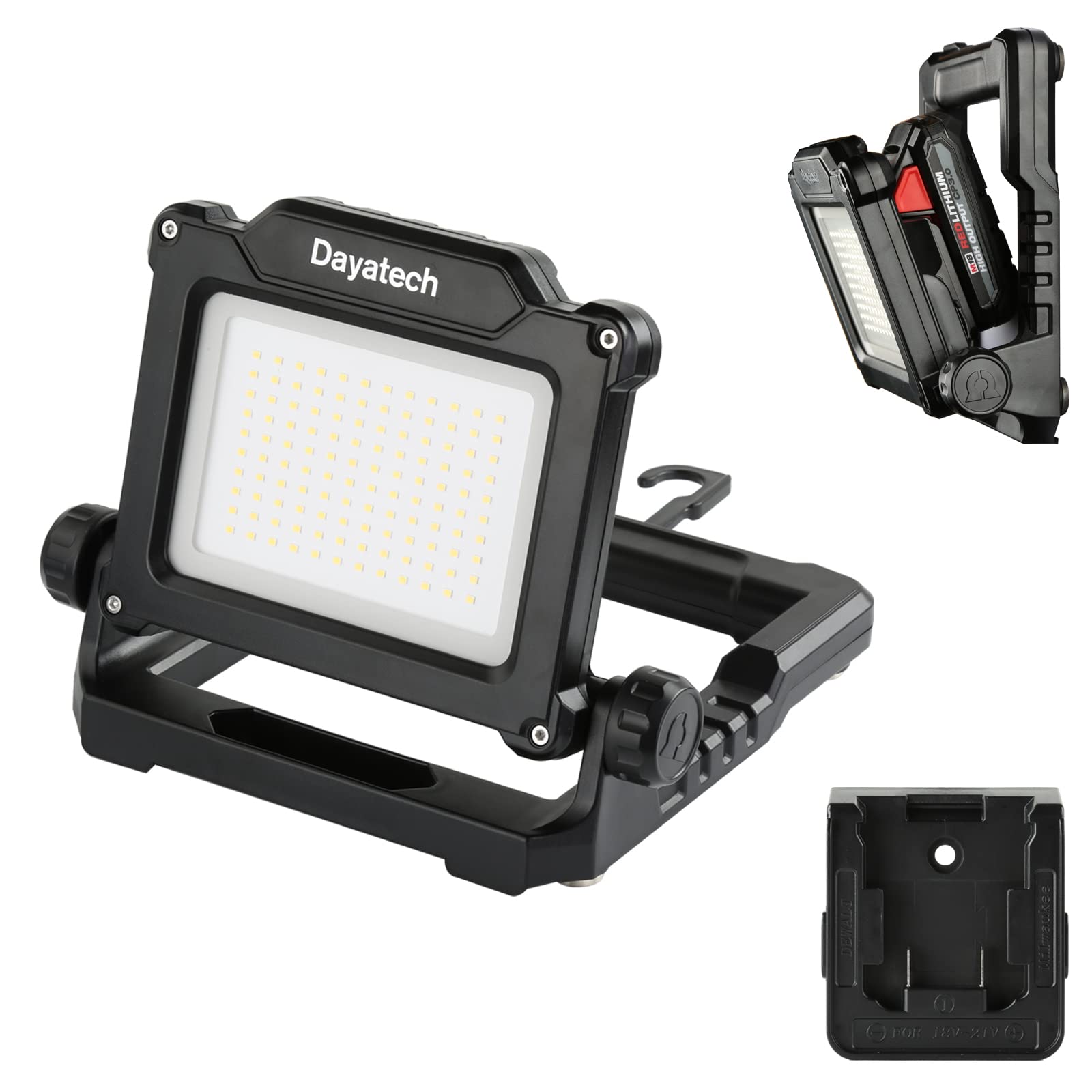 DAYATECH Cordless LED Work Light Compatible with Dewalt and Milwaukee 18-20V Battery, Magnetic Base for Underhood, 4000 LM 25 W 