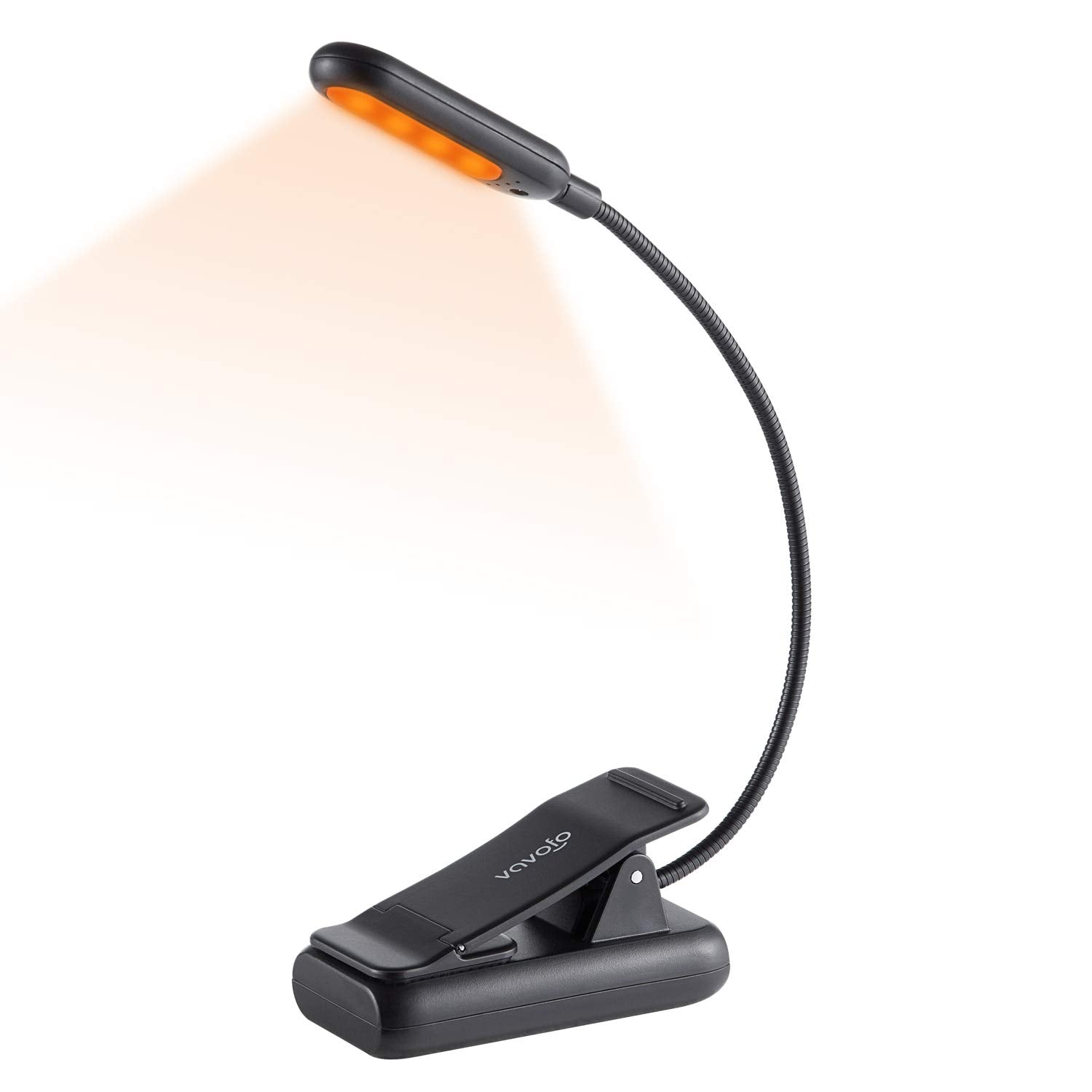 Vavofo Amber Rechargeable Reading Light, Blue Light Blocking Book Light, 7 Leds Eye Care 9 Colors 9 Brightness Clip On For Kids