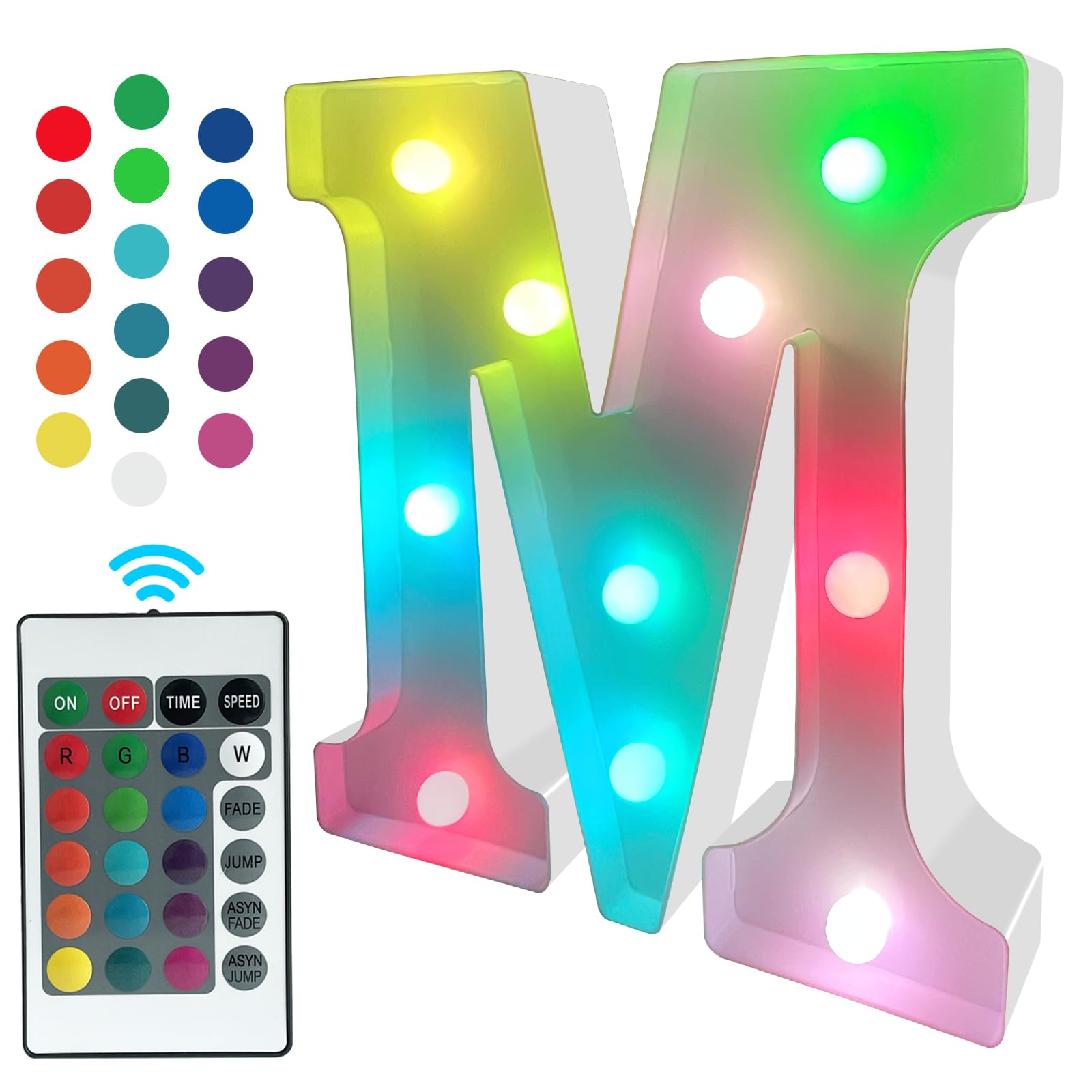 Glintee Marquee Light Up Letter Lights, Colorful with Remote Control 16 Color Change LED Letter Lights Sign for Party/Wedding/Ho