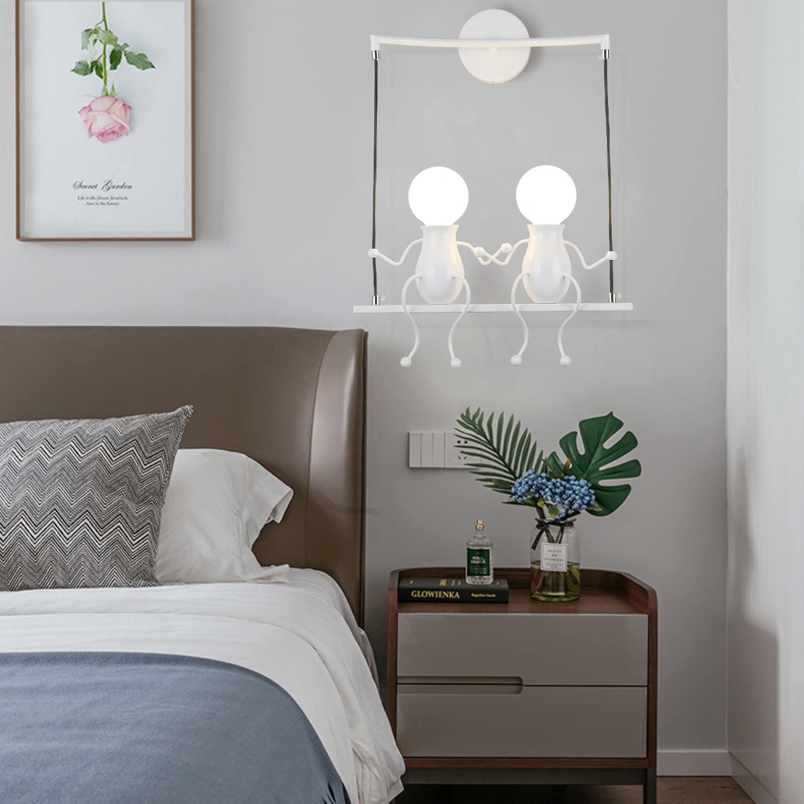 SOUTHPO Wall Light Fixture - Creative LED Swing Double Wall Lamp - Metal - White - Model SOUTHPO