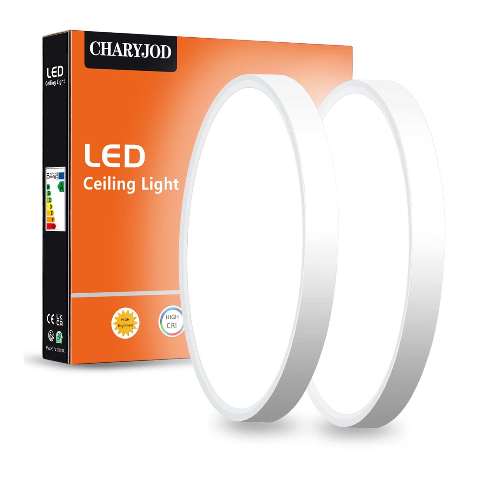 Charyjod 2Pack Led Flush Mount Ceiling Light 9&quot; 18W 5000K Low Profile White For Home