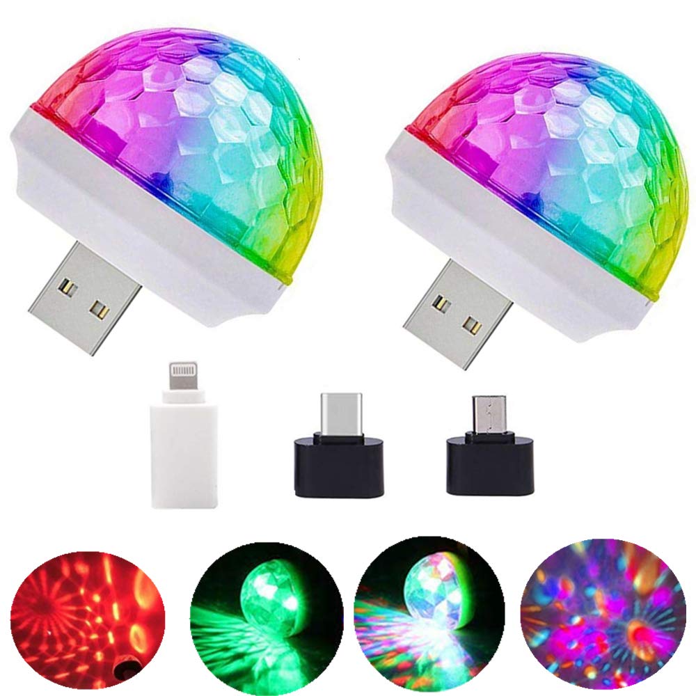 Boolian Usb Mini Disco Lights - 2 Pcs Stage Dj Magic Ball Lights For Parties & Events