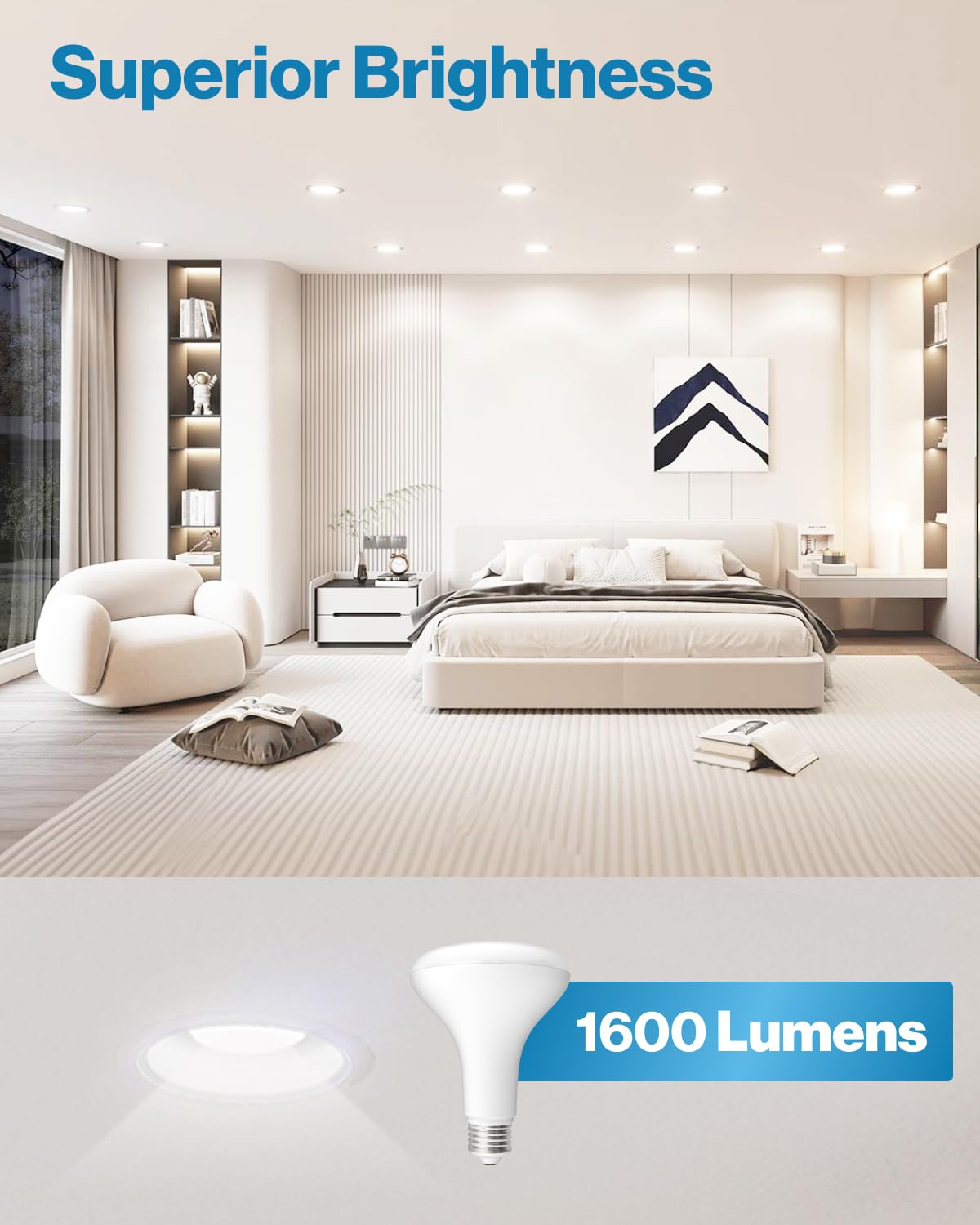 Sunco 6 Pack Br30 Led Bulb, Recessed Can Light Bulbs, Indoor Flood Lighting, 1600 Lm, 16W (100W Equivalent) 5000K Daylight, E26