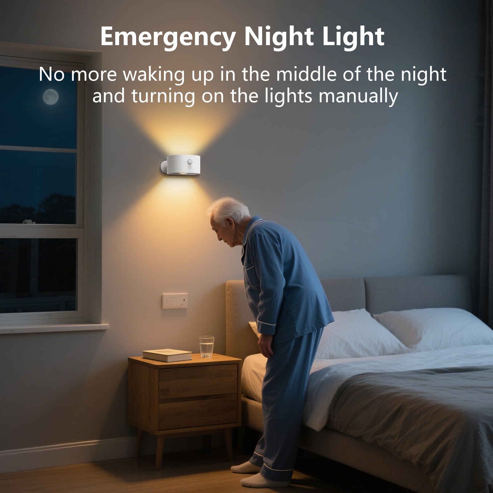 Deyagoo Motion Sensor Wall Light, 360° Rotate, Rechargeable, Touch Dimmable, Indoor Use, White-C, Model DS196
