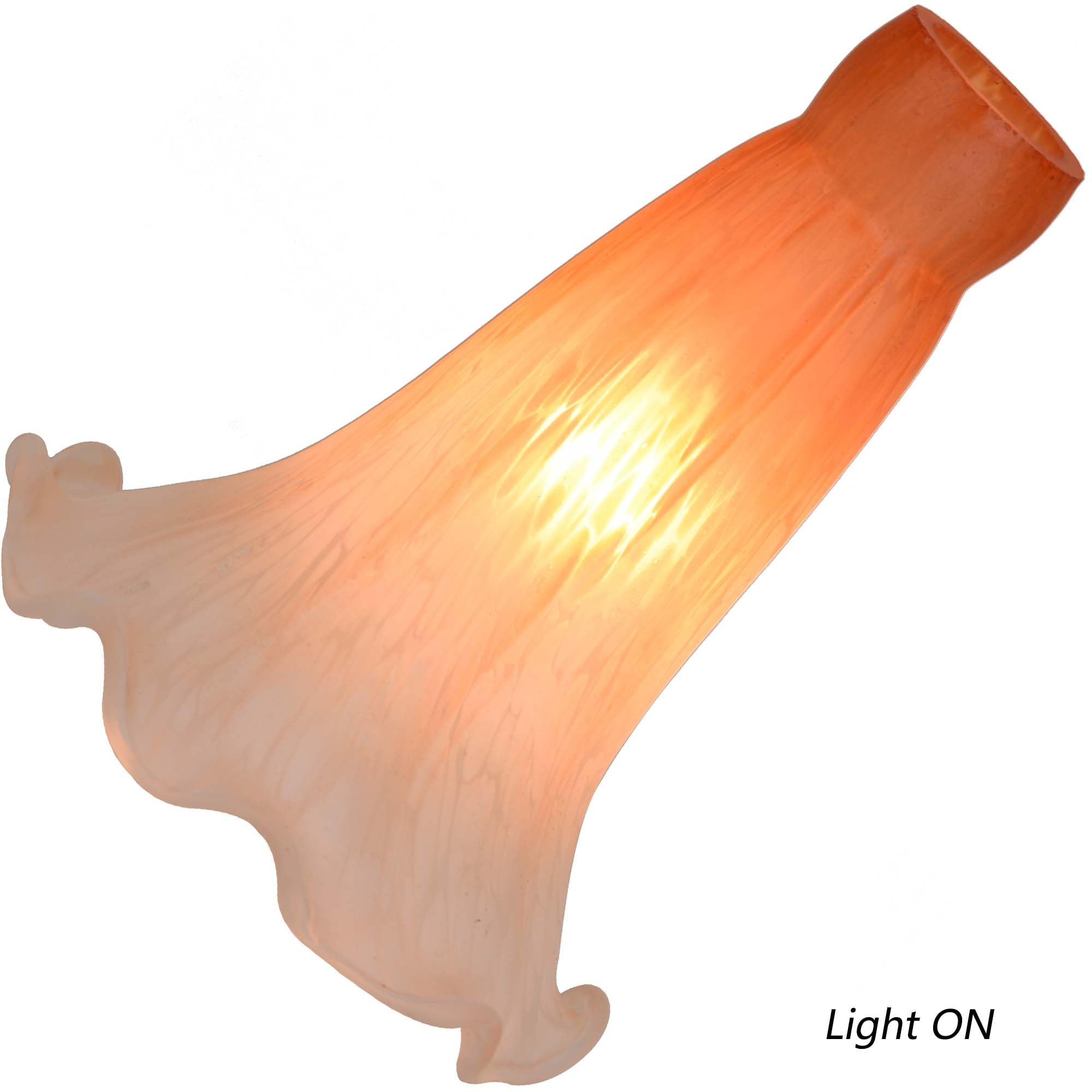 Bieye Blown Glass Lampshade - LS01S Lily Flower, Orange White, Small I.D. 0.87" x O.D. 1"