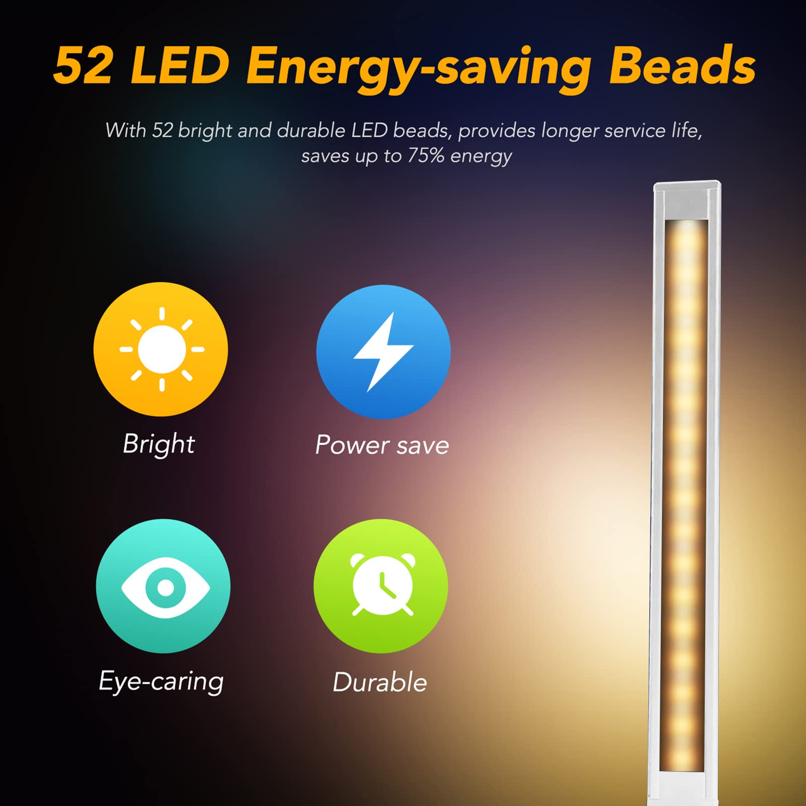 Hmfuntm Led Desk Lamp, Desk Lamp With Usb Charging Port, 5 Color Modes, 10 Brightness, Natural Light, Eye Caring Reading Lamp, D