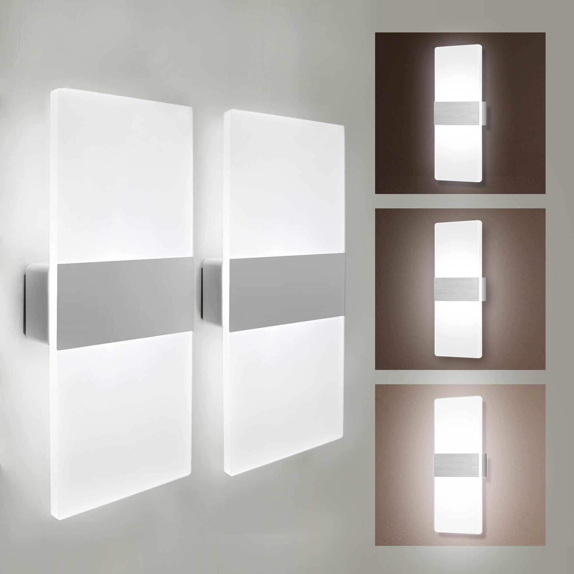 Mehidfy Wall Sconces Sets Of 2  Dimmable Touch Control Wall Lamp  Rechargeable Led Wall Sconces  Battery Operated Wall Lights  Bedside Lamp  Reading Light Bedroom With 4 Brightness (White)