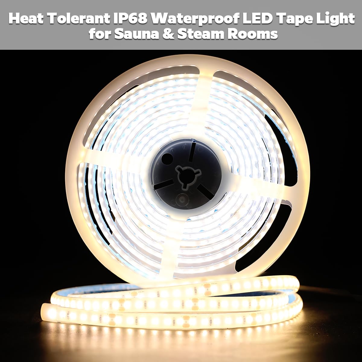 Superlightingled Dc24V 3000K White Led Strip For Sauna Lighting  Flexible Long 5M 16.4Ft 120 Leds/M High-Temperature Resistant Ip68 Waterproof Led Strip Light For Steam Room (3000K Warm White)