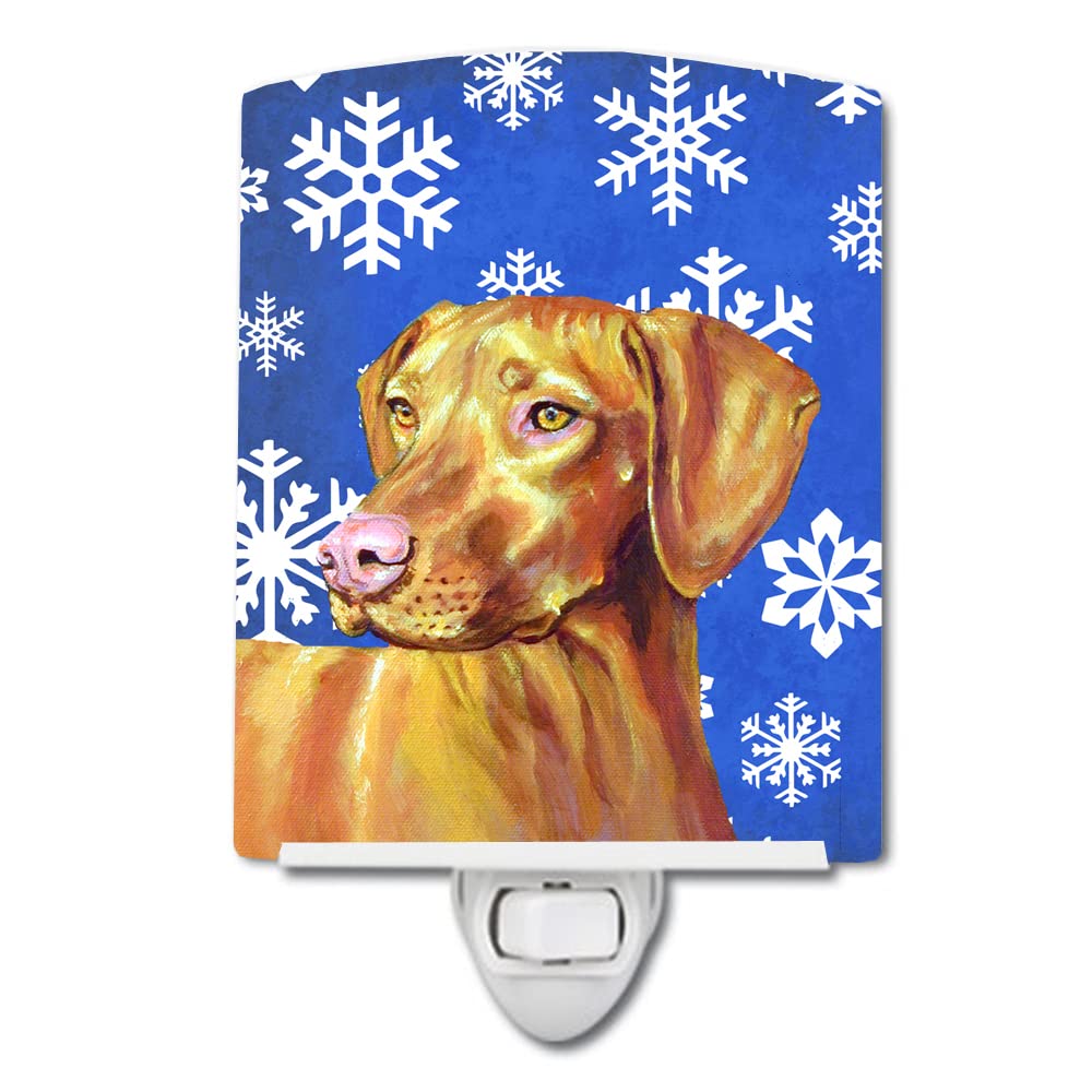 Carolines Treasures Ceramic Night Light, LH9280CNL, 6x4x3in, Vizsla, Holiday Winter Snowflakes, UL-Certified, Multicolor