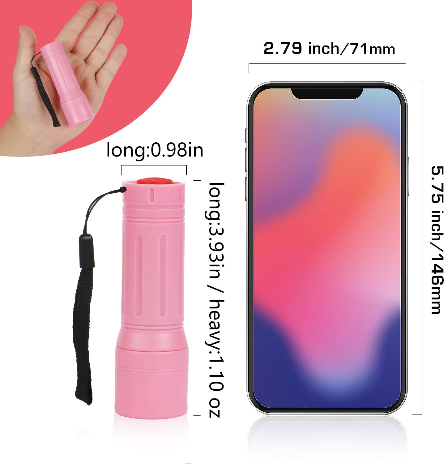 Hilngav 9-LED Mini Flashlight for Kids, Multicolor, ABS, Model S17-DUO1, Includes Lanyard and Batteries, Party Favors, Gift