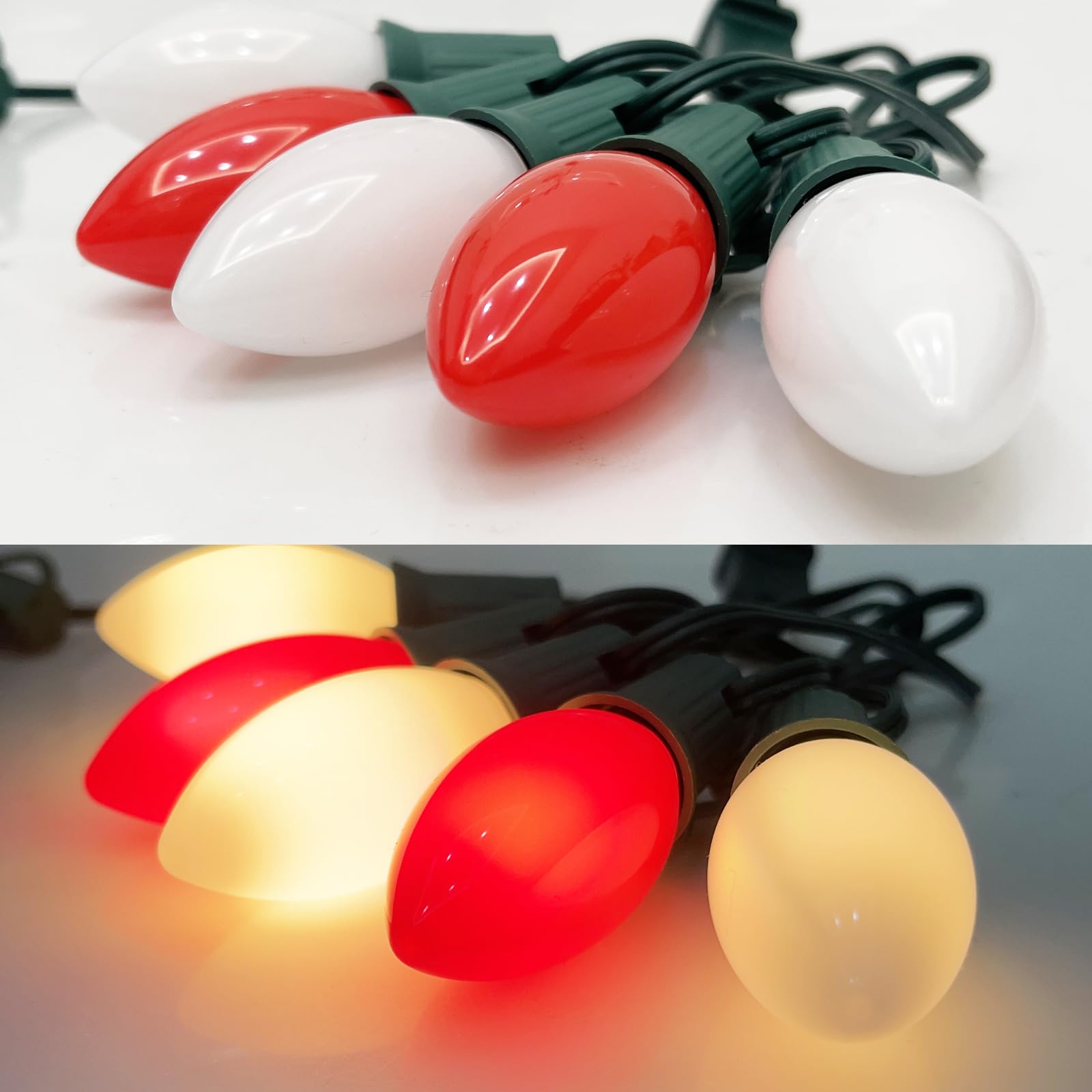 Sunsgne 25 Pack C9 Incandescent Christmas Light Bulbs, 7 Watt Night Light Bulbs For Outdoor String Lights, Candle Lamps, Night L
