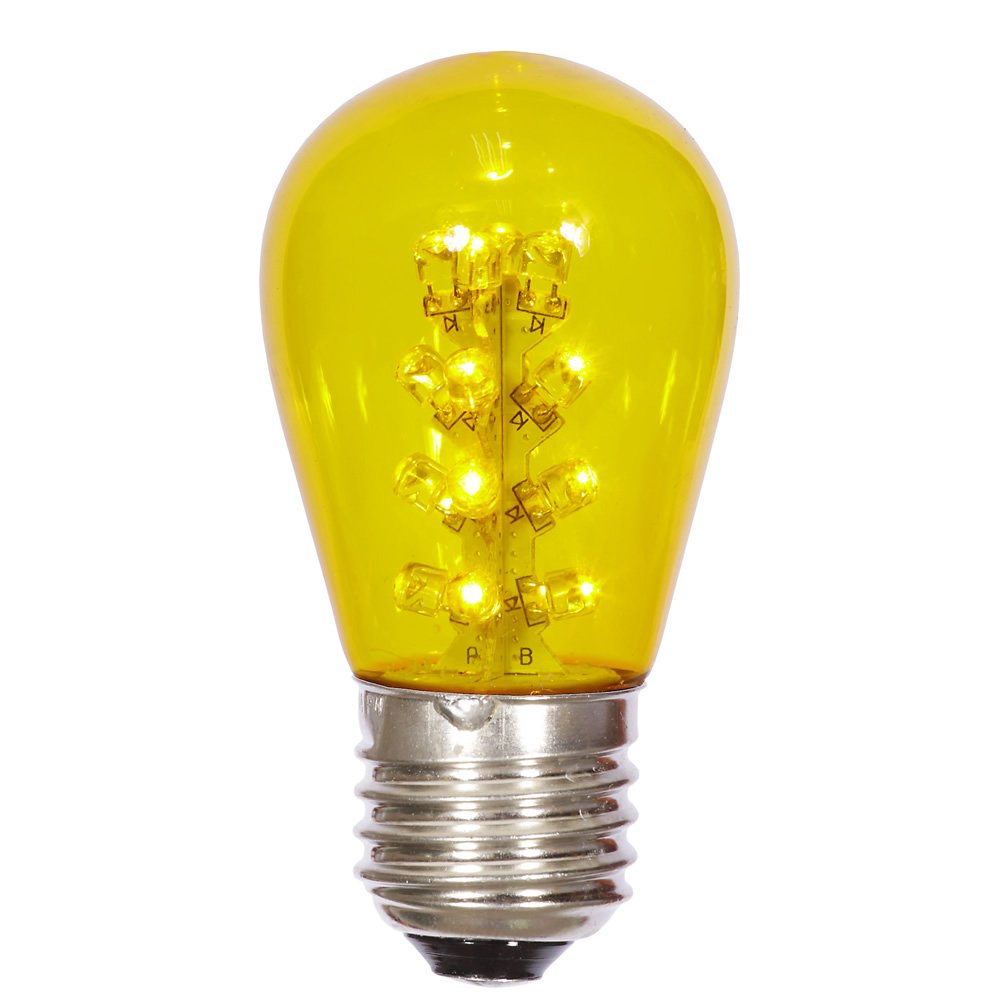 Vickerman 687338-1 watt 130 volt S14 Medium Screw Yellow Transparent LED (5 pack) Christmas Light Bulbs (X14ST17-5)