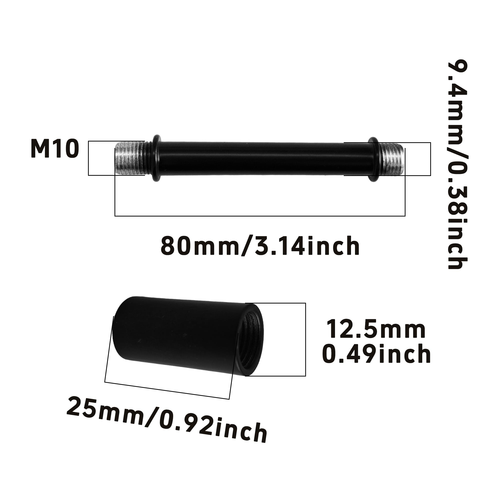 AUXBC 3.15” Straight Pipe Lamp Stem Kit - M10 Double End Threaded Rods for DIY Floor, Table & Ceiling Lamps, Black