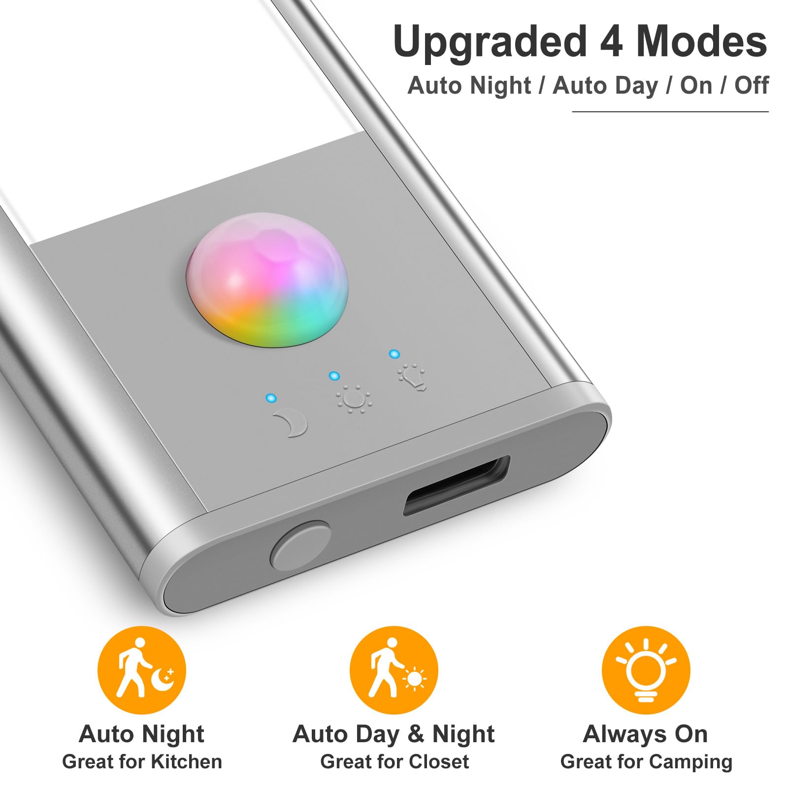 BLS Under Cabinet Lights - 46 LED Battery Operated Motion Sensor - 9.5 inch Cool White - USB C Rechargeable, Wireless Magnetic - 2 Pack