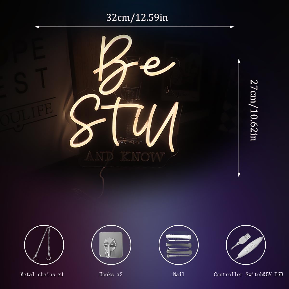 Be Still And Know Bible Verses Decorative Neon Sign Desk Decor Motivational Gifts For Women Men  Christian Desk Sign Decor For Home Office Wall (Warm White)