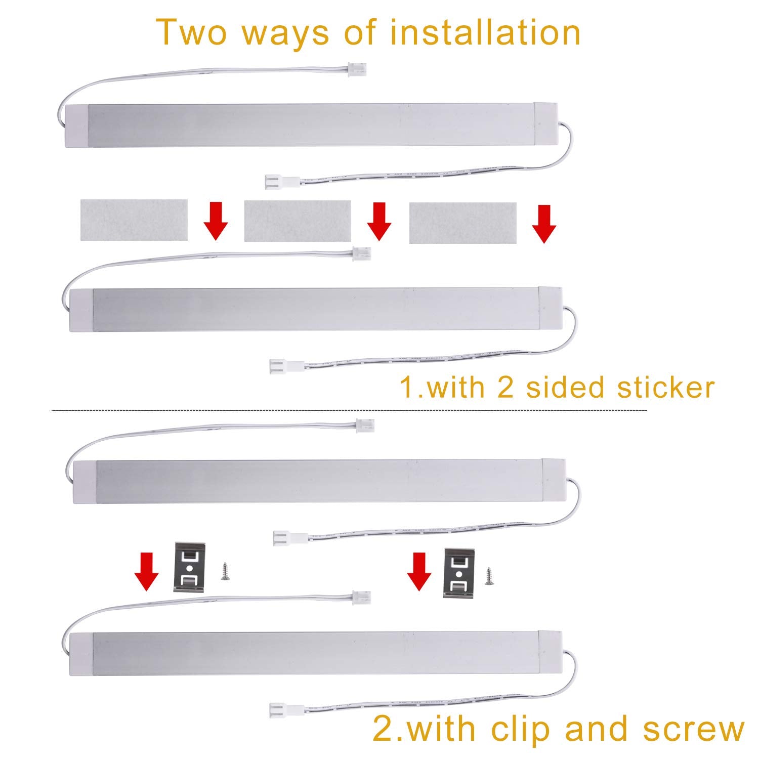 LABOREDUCER LED Under Cabinet Lighting, 6-Pack 12in Warm White Dimmable, Ultra Slim Aluminum Bar Lights for Kitchen
