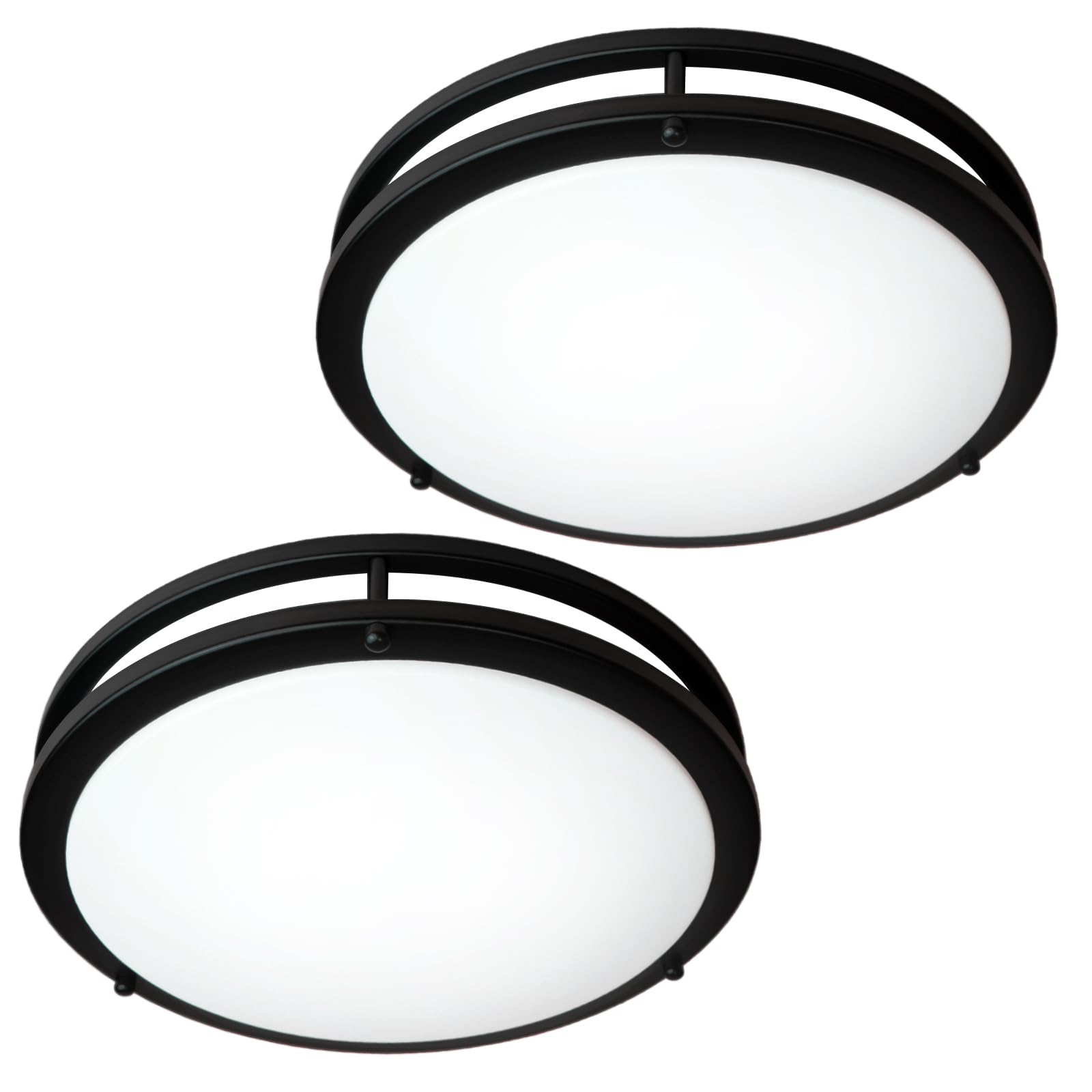 Elekeed 2-Pack Ceiling Light Fixture Black 36W, 13 inch Flush Mount Light Fixtures 3600LM, Modern Ceiling Light No Flicker, 5000