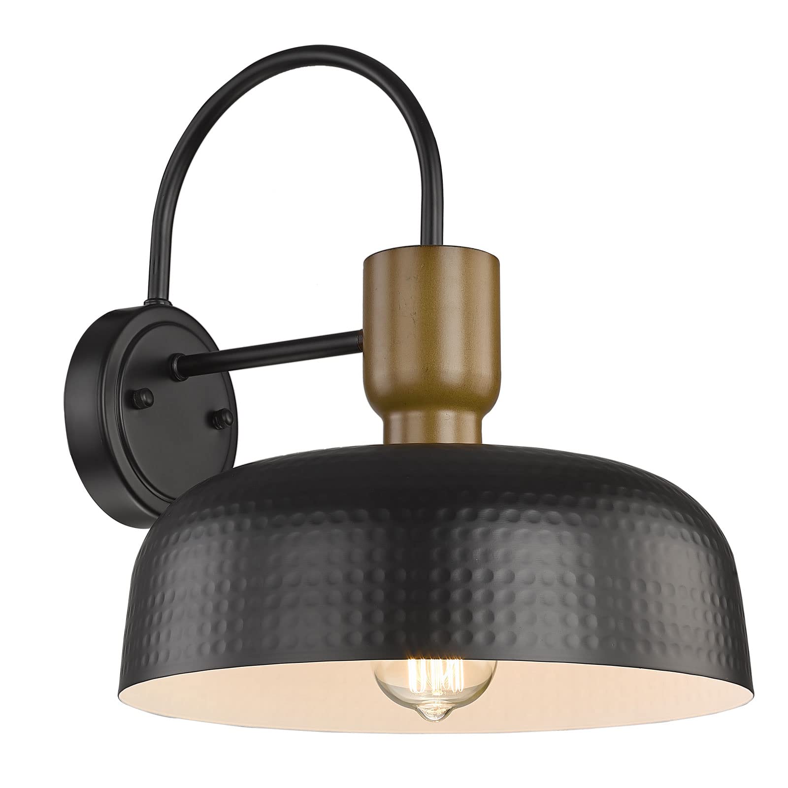 Luminzone Gooseneck Outdoor Barn Light - Vintage Black Wall Lantern For Porch & Garage