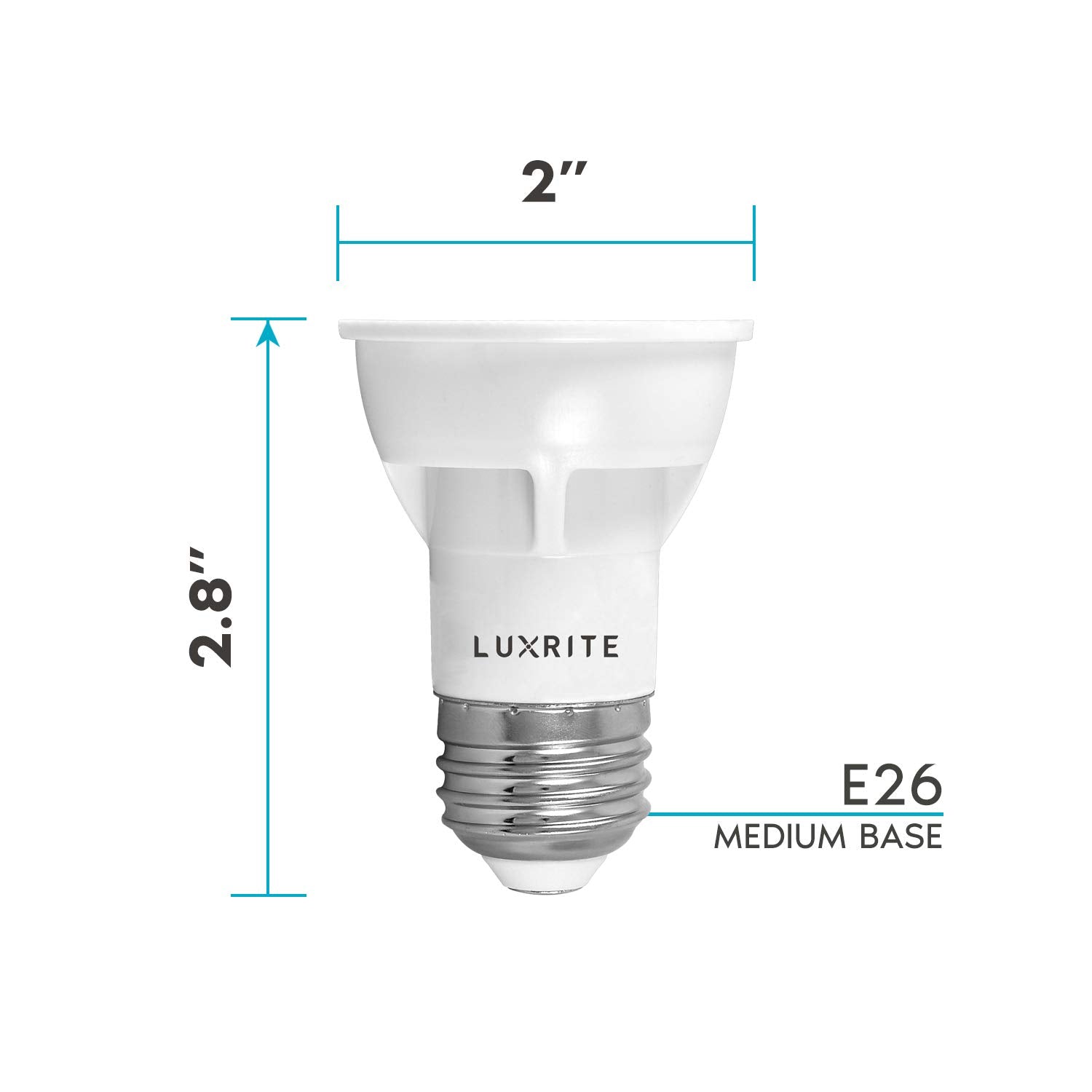 LUXRITE PAR16 LED Bulb, 5.5W, 450 Lumens, Dimmable, 2700K Warm White, E26 Medium Base, 4 Count,