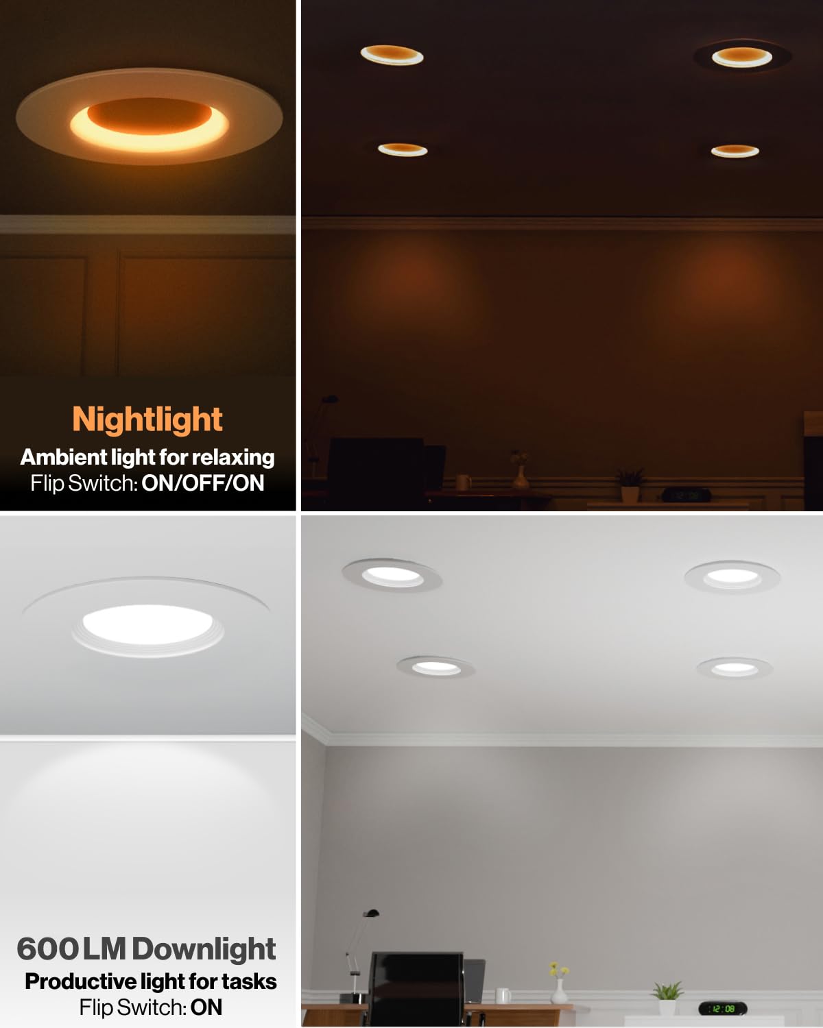Sunco 12 Pack 10W 4 Inch LED Recessed Lighting, Dimmable, 600 Lumens, 5 CCT (2700K-6000K), Model DL
