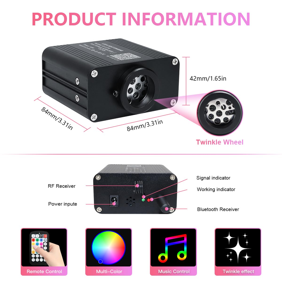 WEBUPAR Starlight Headliner Kit - 300 pcs RGBW Fiber Optic Lights, Bluetooth App & Remote Control, Purple, 0.03in x 9.8ft for Home