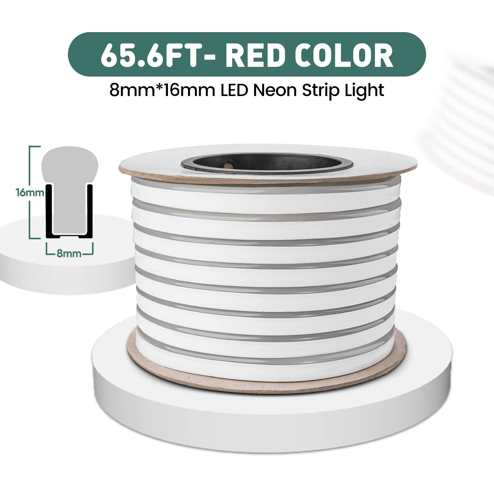 Gzbtech Flexible Led Neon Rope Lights 66Ft Ac 110-120V Waterproof Strip Light  120 Leds/M Cuttable Connectable Neon Lighting For Indoor Outdoor Home Decor/Commercial Building Use-Red 20M