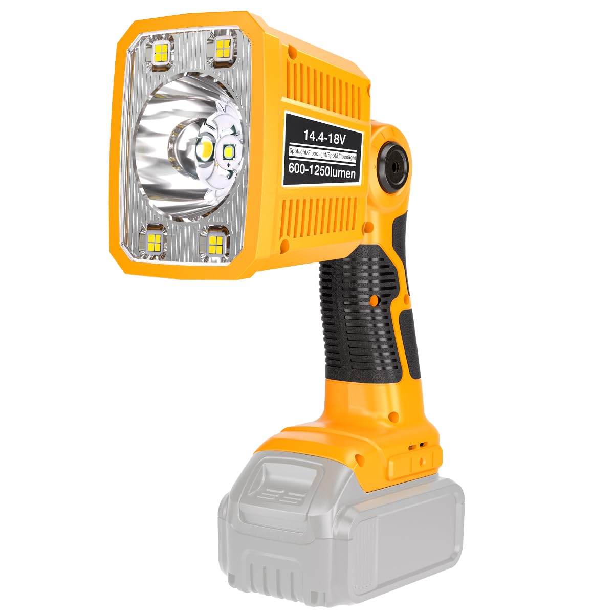 DTEZTECH LED Flashlight for Dewalt 20V Max Battery, 1250 Lumens Work Light with USB Charging Port, 18W Spotlight with 110 Rotati