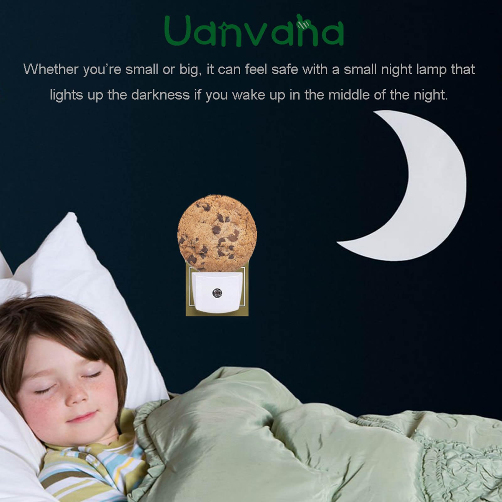 Uanvaha Food Decorative Night Light Chocolate Chip Cookie Funny Dessert Plug-In Nightlight Energy Saving 0.5W Led Lighting For Boys Girls Men Women
