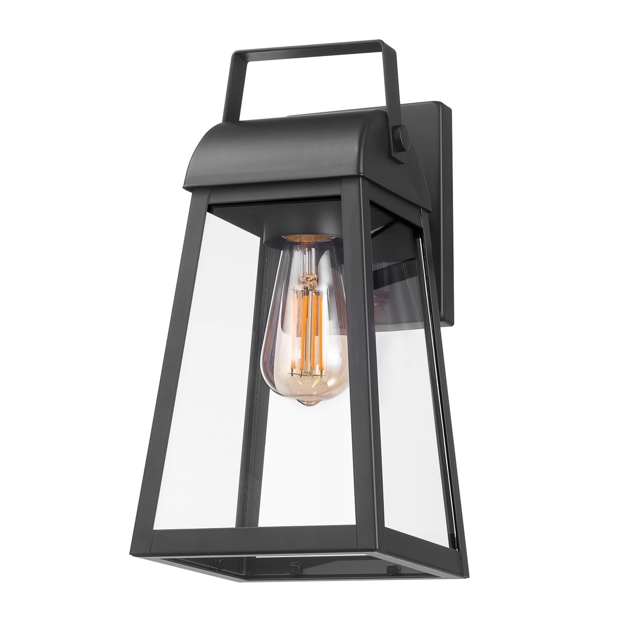 Globe Electric 1-Light Outdoor Wall Sconce, Matte Black, Clear Glass Shade, Model 60000029