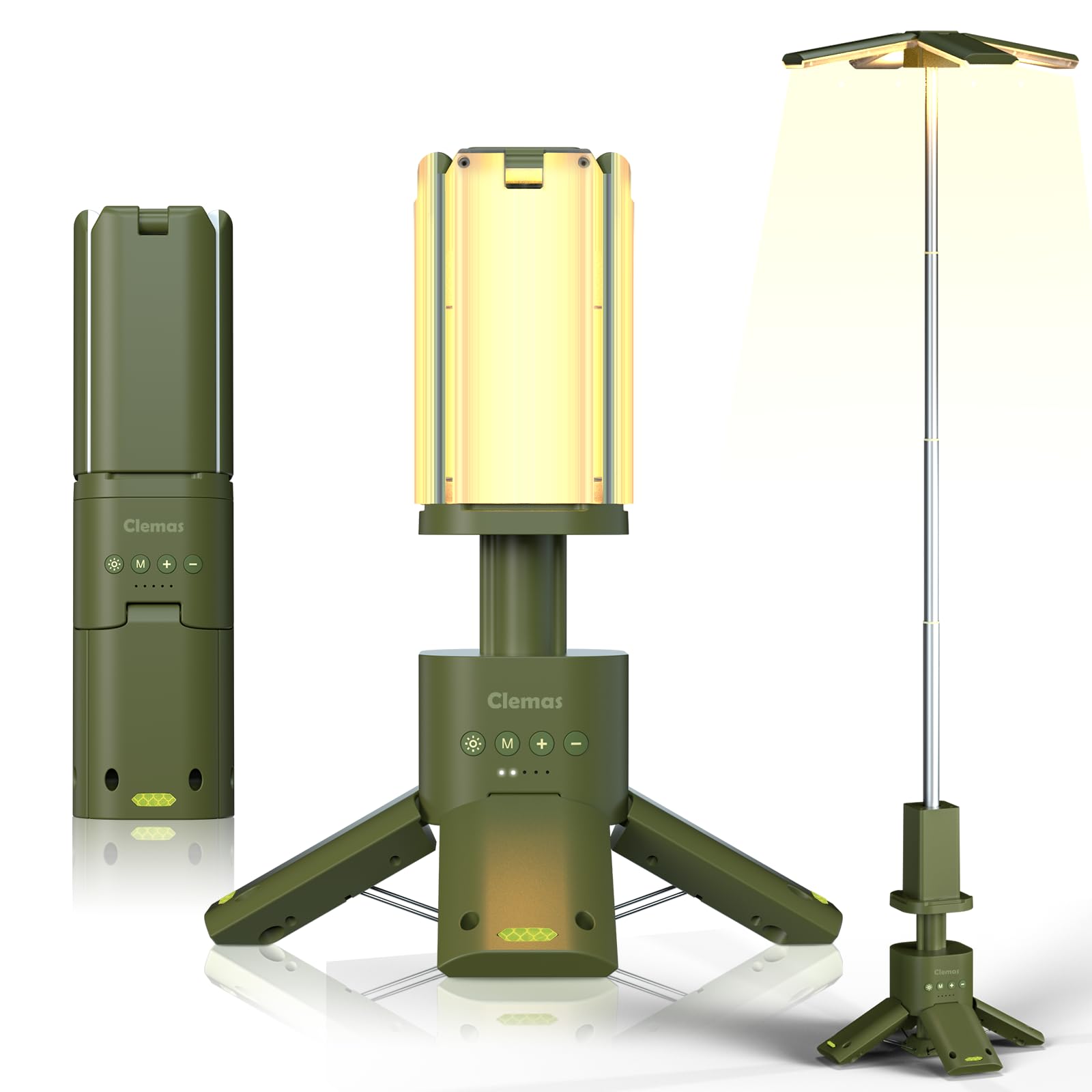 Clemas Telescopic Camping Lights 6000LM Rechargeable Magnetic Lantern Green Z2 Model IPX5 Waterproof Cordless Dimmable