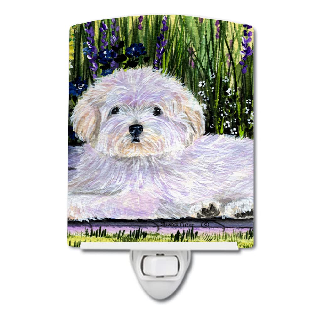 Carolines Treasures Ceramic Night Light, UL-Certified, 6x4x3in, Coton De Tulear 8430, Ideal for Bedroom, Bathroom, Nursery