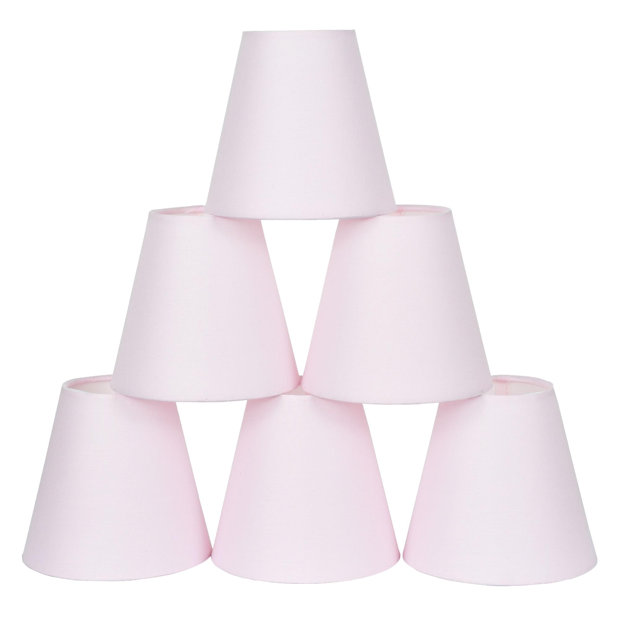 LAMPWELL VELLA Pink Clip on Chandelier Lamp Shades Set of 6,Small Lamp Shades Clip on bulb,f5.51  f3.15  H5.04,Mini Fabric Barre