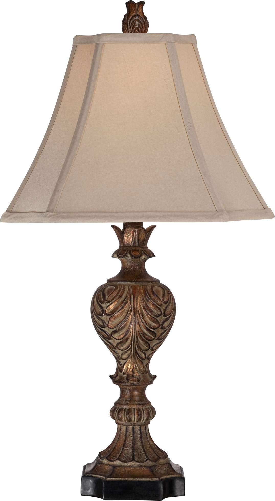 Regency Hill Regio Traditional Rustic Table Lamps 25.5'' High Set Of 2 Deep Espresso Aged Brown Leaf Tan Fabric Square Bell Shad