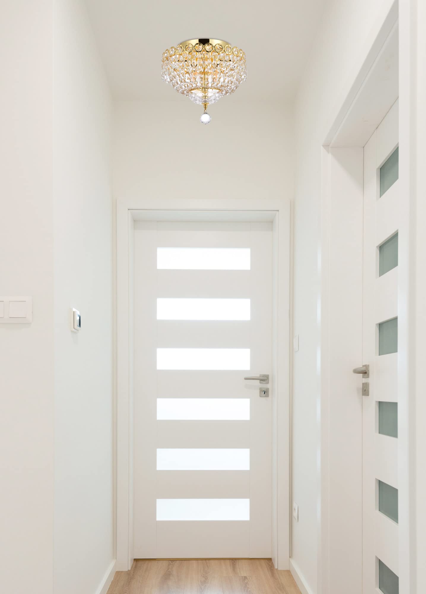 Elegant Lighting Century Flush Mount Light - Gold Finish, Royal Cut Crystal, Model V1900F12G/Rc