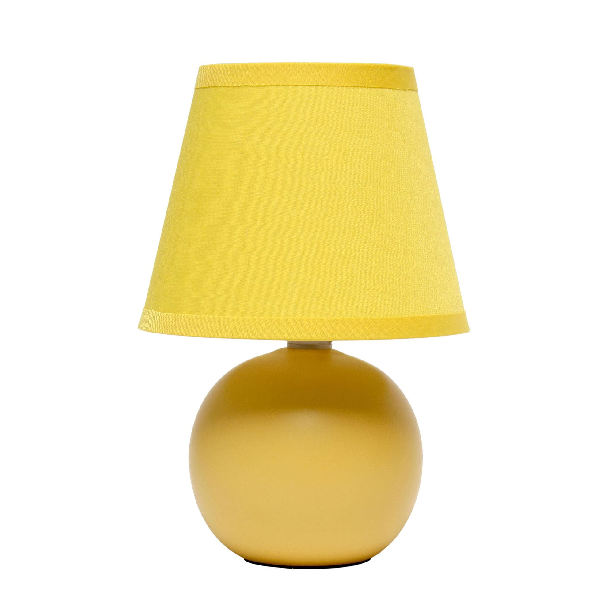Creekwood Home Yellow Ceramic Orb Base Bedside Table Desk Lamp With Drum Shade 8.66&quot;