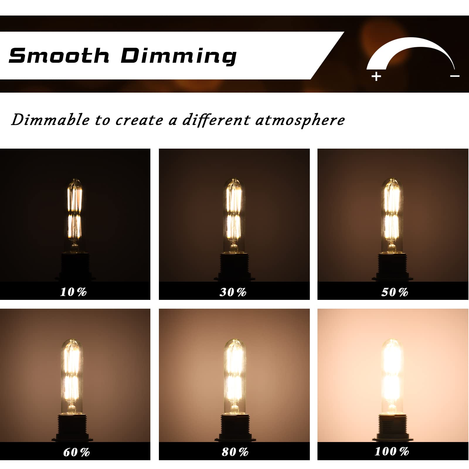 CREATE BRIGHT E26 LED Bulb, Daylight White 4000K, Dimmable, 8W (100W Equivalent), 4.96 in, Glass, 6 Pack