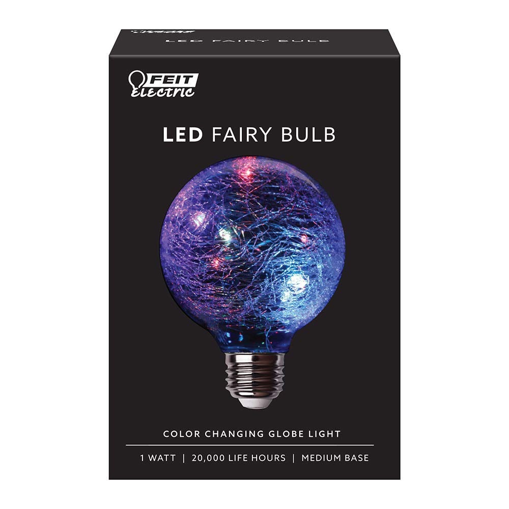 Feit Electric G25 LED Light Bulb, 1W Decorative Fairy  le Glass, Multi-Color, 4.9in H x 3.1in D, Model FY/G25