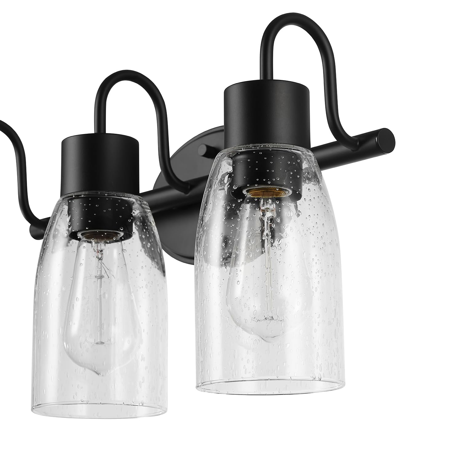 Globe Electric 63000205 5-Piece All-In-One Bathroom Accessory Set With 19'' 3-Light Vanity Light, Matte Black, Seeded Glass Shad