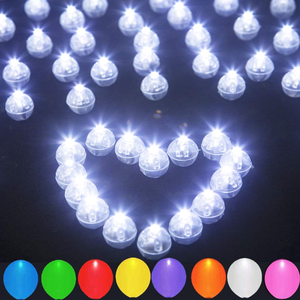 Jjgoo 50Pcs Warm White Led Balloon Light Mini Round Balls Lights, Waterproof Tiny Light Long Standby Time Lights For Balloon Paper Lantern Easter Eggs Birthday Party Wedding Christmas Decoration