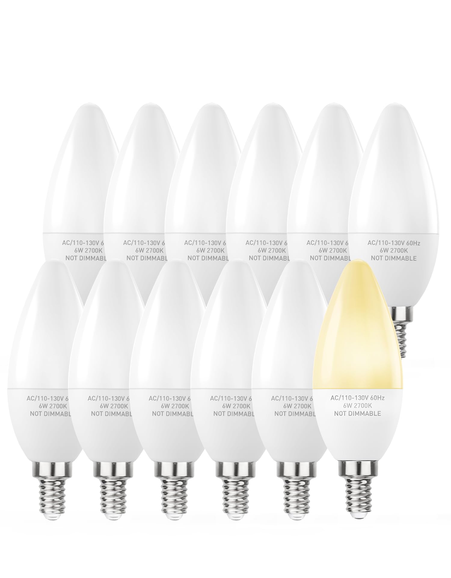 Partphoner E12 Led Light Bulbs B11 Candelabra Bulbs 60W Equivalent, Non-Dimmable 6W Led Candle Chandelier Bulb 600 Lumen, 2700K 