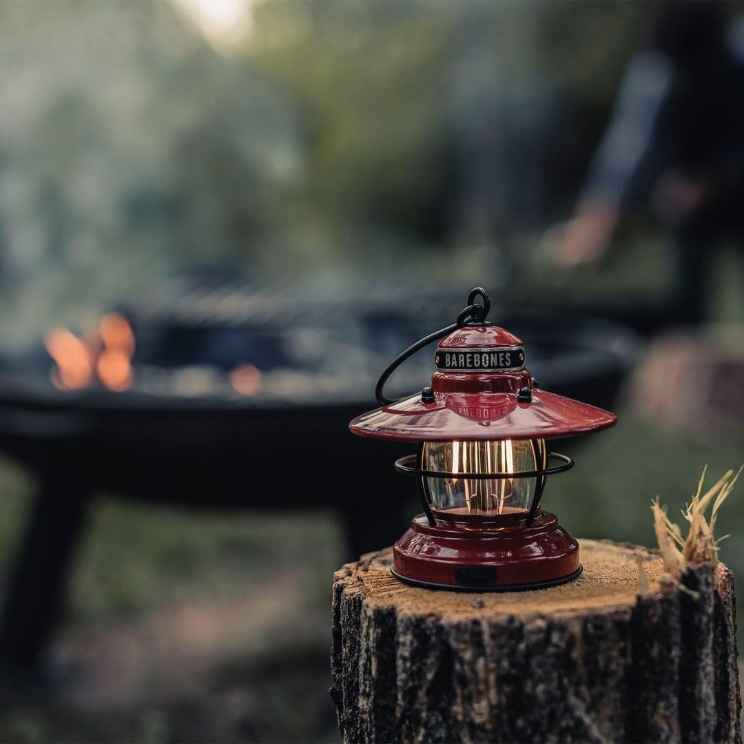Barebones Edison Mini Lantern - 3 Pack Red, Vintage LED, Weatherproof, Compact Light for Camping & Home Decor, Model LIV-277