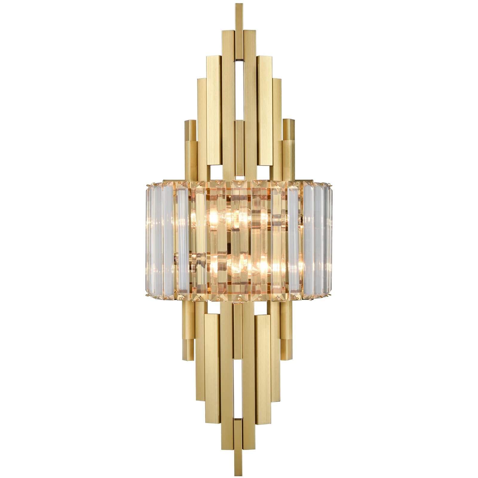 TENGIANTS Modern Wall Sconces 2-Light Brushed Gold Wall Sconces Crystal Wall Light for Living Room Bedside Stairway Hallway