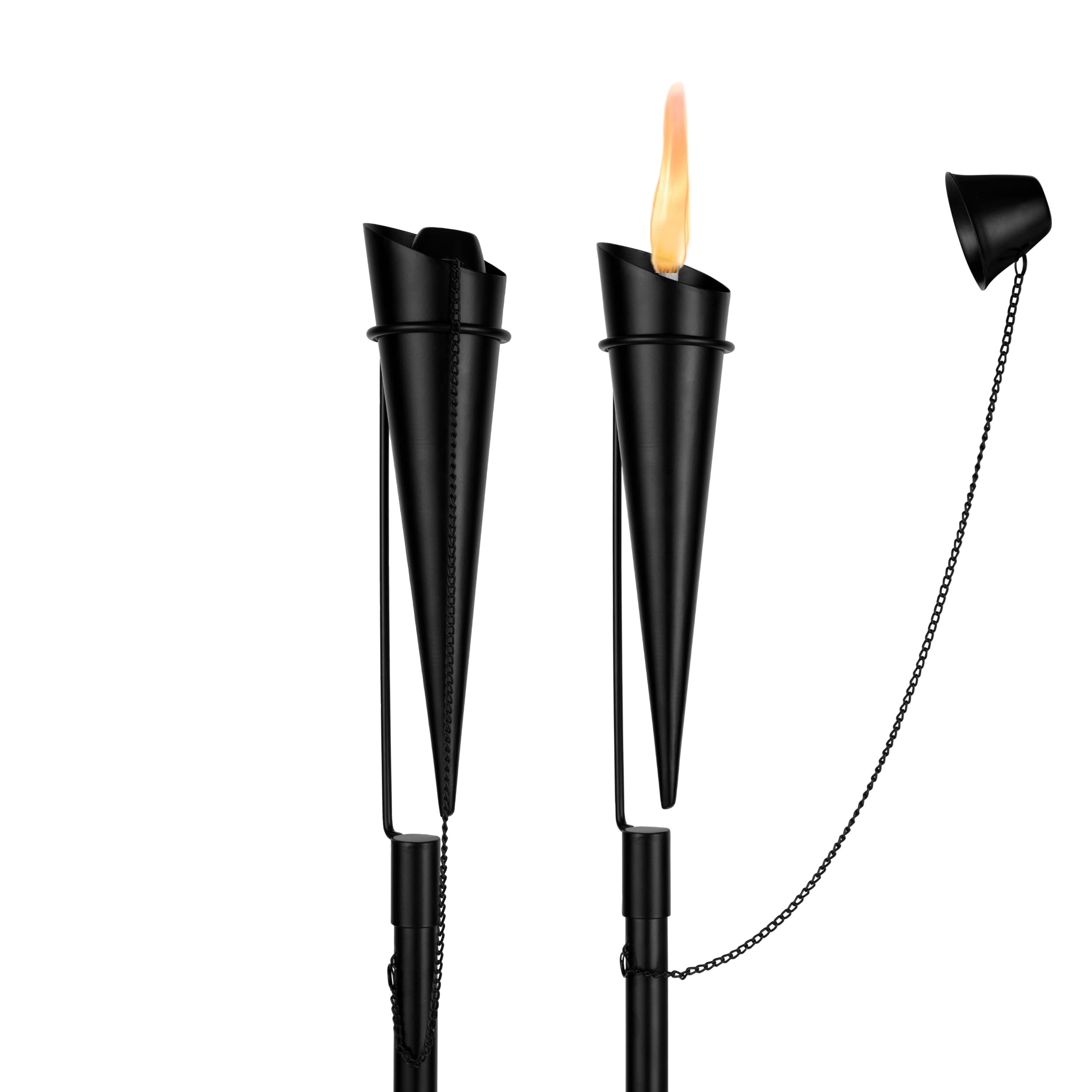 BIRDROCK HOME Outdoor Torches - Durable Steel, Weather Resistant, 2 Pack, Ibiza Black