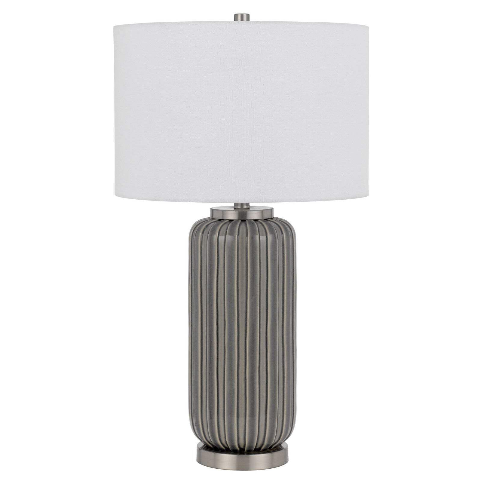 Homeroots 29 In. Taupe Metal Table Lamp With White Drum Shade - Model 524729