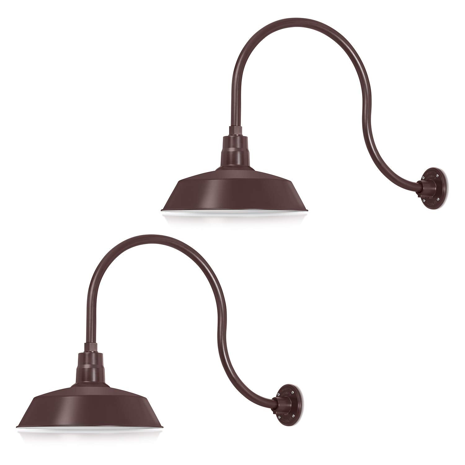 14in. Architectural Bronze Outdoor Gooseneck Barn Light Fixture With 24in. Long Extension Arm - Wall Sconce Farmhouse, Antique S