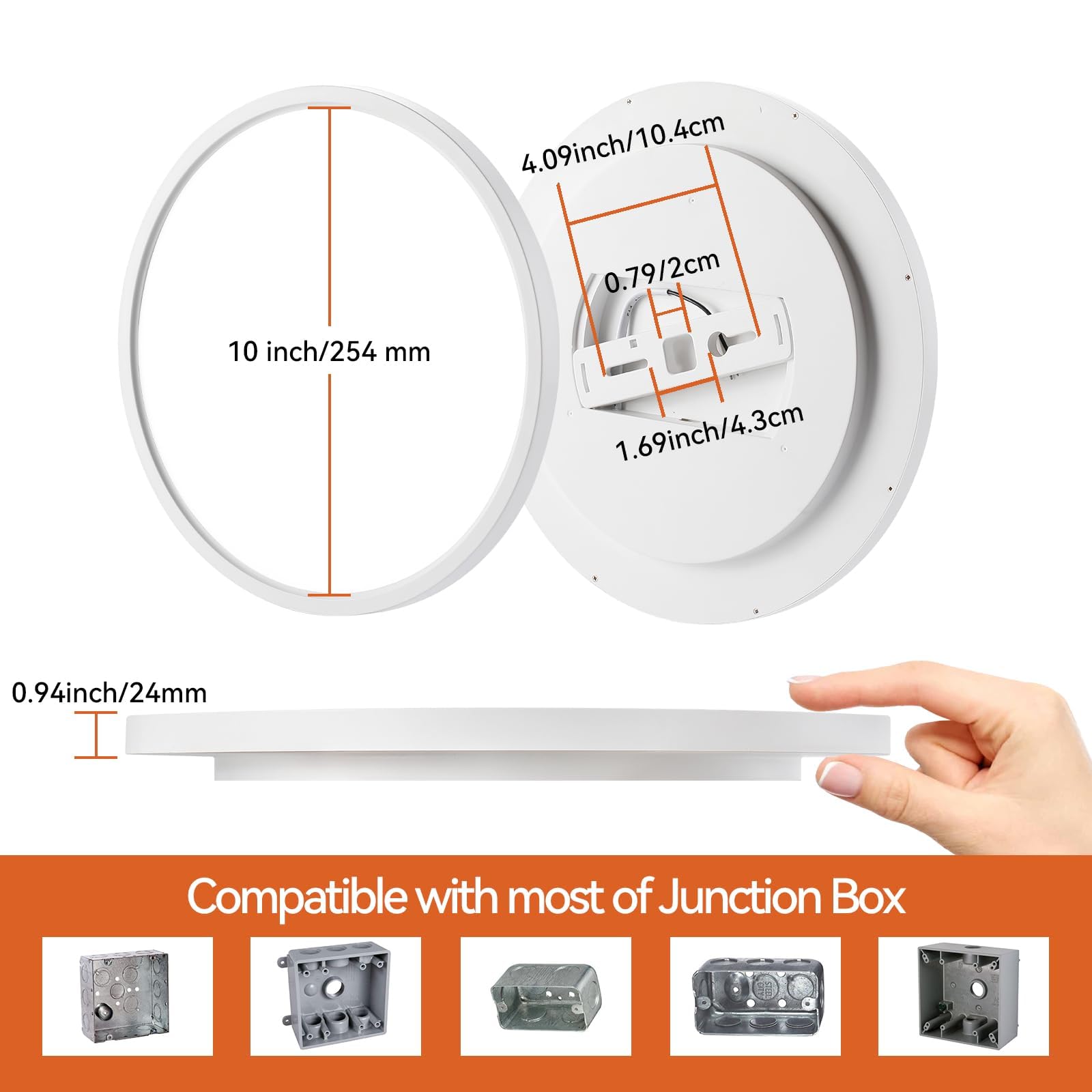 Taloya 2 Pack Of White 10 Inch Ceiling Mount Led Light Fixture, 5-In-1 Cct Selectable, 2000Lw 20W Super Bright Round Ultra Slim