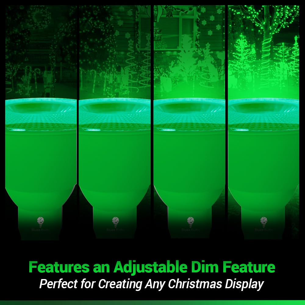 Bluex Bulbs 2 Pack Bluex Led Par38 Flood Green Light Bulb - 18W (120Watt Equivalent) - Dimmable - E26 Base Led Lights, Party Decoration, Porch, Home Lighting, Holiday Lighting, Green Flood Lights